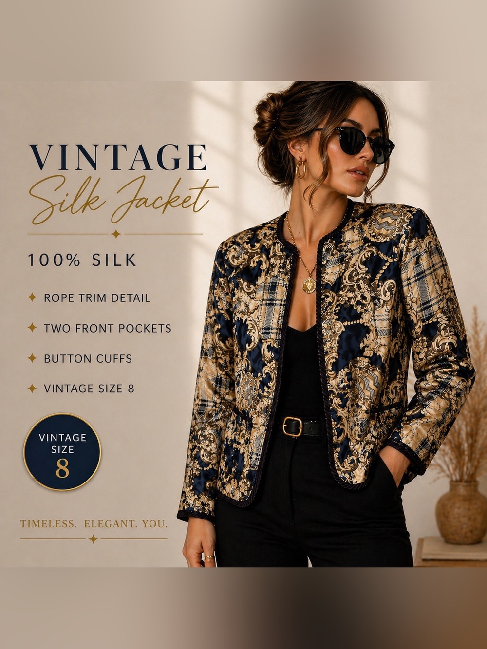 Vintage Peter Nygard 100% Silk Baroque Jacket | Size 8